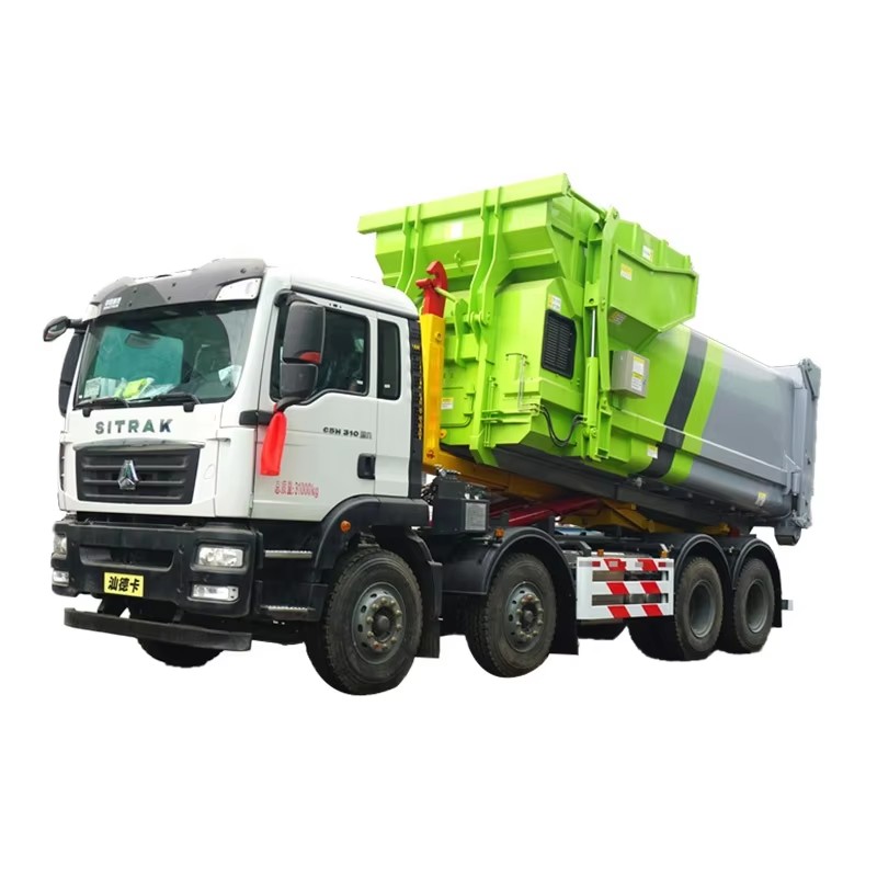 中国重汽Sitrak 20吨25吨钩吊式垃圾车8x4重型滚卸式垃圾车柴油垃圾