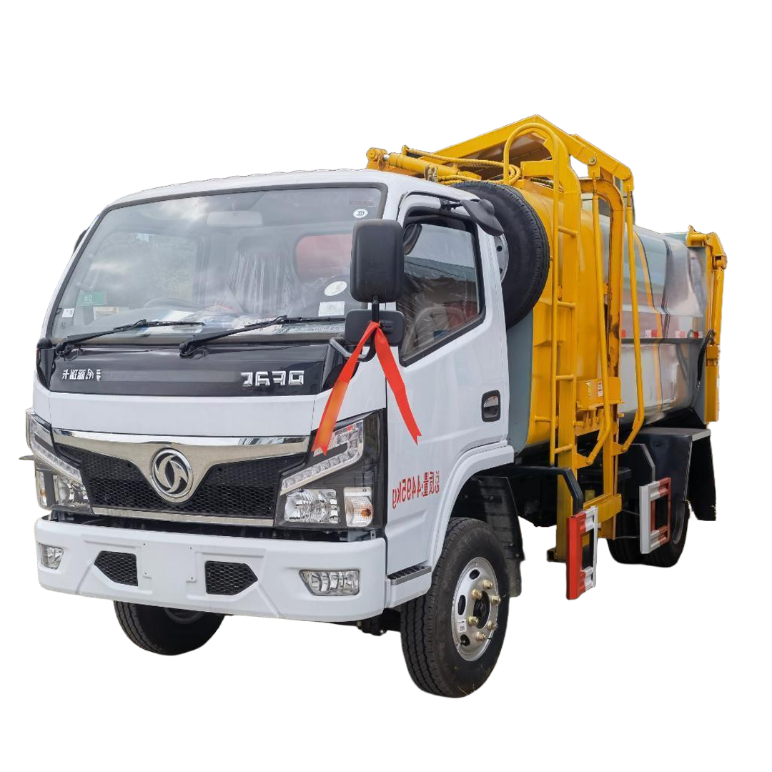 东风5-Cbm全自动柴油垃圾车4x2驱动轮厂家直挂斗式