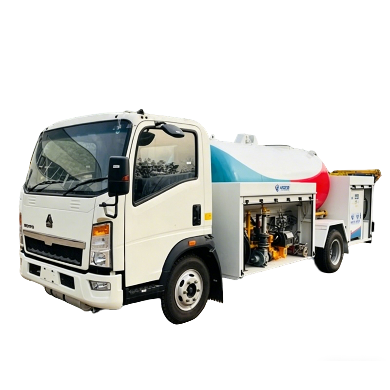 HOWO 5000升液化石油气卷尾车，用于烹饪缸改装